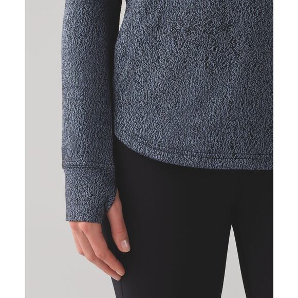 Lululemon Pick Up The Pace Long Sleeve Hoodie Blue Denim Luon Jacquard Size 10 - Picture 6 of 11